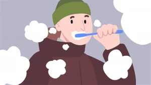 illustration of man brushing his teeth